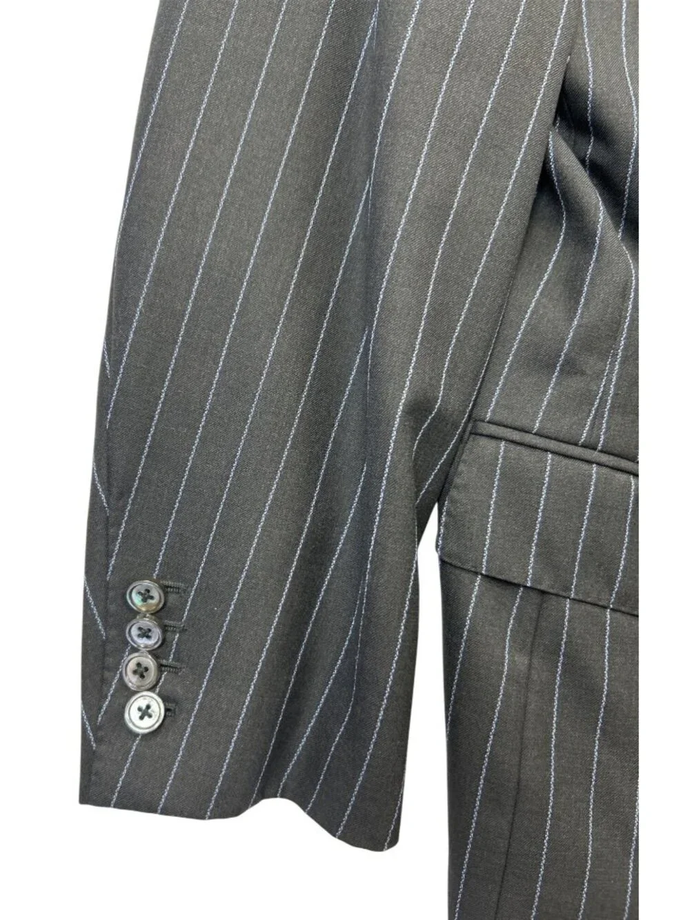 Ravazzolo Suit Jacket Blazer Men's US 44 Gray Blue Pinstripe Virgin Wool Italy